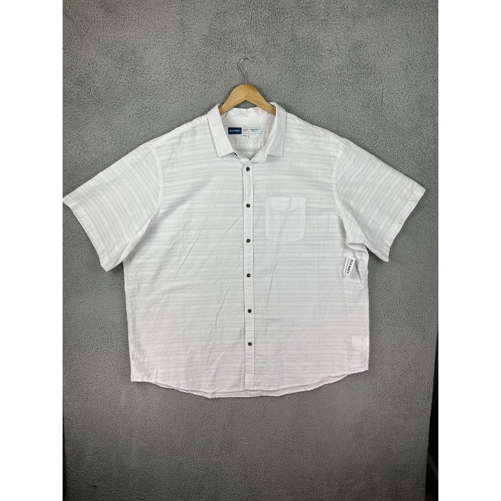 Old Navy Shirt Mens 4XL Tall White Everyday Regular Fit Short Sleeve Cotton New - Picture 2 of 11